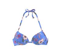 Push-Up-Bikini-Top S.OLIVER "Maya", Damen, Gr. 34, Cup C, blau (blau, bedruckt), Polyamid, floral, Bikini-Oberteile, mit floralem Design (15680000-34) blau, bedruckt
