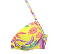 Push-Up-Bikini-Top S.OLIVER "Mallorca", Damen, Gr. 38, Cup C, gelb (gelb, bedruckt), Recycling-Polyamid, bedruckt, Bikini-Oberteile, in Wickeloptik (37538613-38) gelb, bedruckt