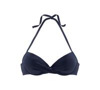 Push-Up-Bikini-Top S.OLIVER "Spain", Damen, Gr. 38, Cup A, blau (marine), Microfaser, Microfaser, unifarben, Bikini-Oberteile, in Wickeloptik (219793-38) marine