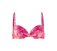 Push-Up-Bikini-Top S.OLIVER "Jayce", Damen, Gr. 38, Cup A, rosa (pfirsich bedruckt), Recycling-Polyamid, bedruckt, Bikini-Oberteile, mit Blumenprint (65528124-38) pfirsich bedruckt