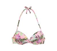 Push-Up-Bikini-Top S.OLIVER "Azalea", Damen, Gr. 42, Cup C, rosa (rose, bedruckt), Microfaser, Microfaser, Recycling-Polyamid, floral, Bikini-Oberteile, mit tropischem Druck (48888223-42) rose, bedruc