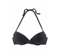 Push-Up-Bikini-Top S.OLIVER "Spain", Damen, Gr. 36, Cup A, schwarz, Microfaser, Microfaser, unifarben, Bikini-Oberteile, in Wickeloptik (263301-36) schwarz