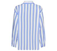 Pyjamaoberteil S.OLIVER, Damen, Gr. 44, blau (blau gestreift), Web, Obermaterial: 100% Viskose, gestreift, hüftlang, V-Ausschnitt, elastischer Bund mit innenliegendem Gummizug, Shirts, mit breiten Str