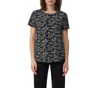 Kurzarmbluse QS, Damen, Gr. 42, schwarz (schwarz aop), Obermaterial: 100% Viskose, bedruckt, casual, regular fit taillenbedeckt, Rundhals, Kurzarm, Blusen, mit All-Over Print (21199849-42) schwarz aop