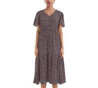 QS Viskosekleid mit All-Over-Print aubergine 38