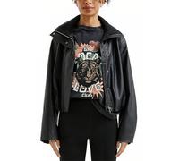 Gerade geschnittene Jacke in Lederoptik M schwarz 2173366.9999.M