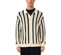 Strickjacke mit Häkelstruktur XL beige|schwarz 2178036.02G0.XL