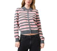 Ringelstrickjacke mit Polokragen S mehrfarbig|grau|pink 2182761.98G0.S