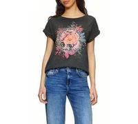 Oversize-Shirt in gewaschener Optik mit Frontprint schwarz L