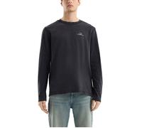 Gewaschenes Langarmshirt aus angerauter Baumwollqualität L schwarz 2169795.9999.L