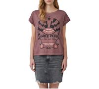 T-Shirt QS, Damen, Gr. L, rot (rosenholz), Obermaterial: 100% Baumwolle, bedruckt, casual, regular fit taillenbedeckt, Rundhals, Kurzarm, Shirts, mit Print (74034210-L) rosenholz