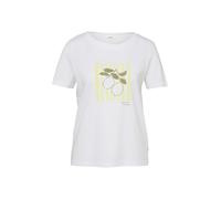 Baumwoll-T-Shirt mit Frontprint und Pailletten 46 weiß 2176247.01D0.46