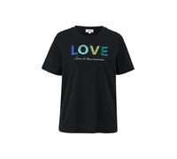 s.Oliver Red Label - Baumwollshirt mit Pailletten-Stickerei schwarz - Gr. - 34