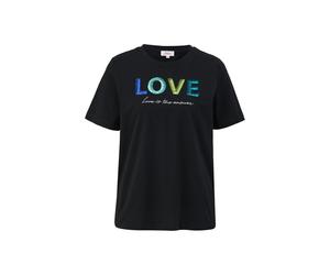 s.Oliver Red Label - Baumwollshirt mit Pailletten-Stickerei schwarz - Gr. - 36