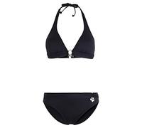 Triangel-Bikini S.OLIVER "Tonia", Damen, Gr. 38, Cup A/B, schwarz, Microfaser, Polyamid, unifarben, Bikini-Sets Triangel-Bikini, mit herausnehmbaren Cups, im Nacken zu binden, im Rücken zu schließen (