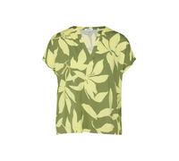 Gemustertes Jersey-T-Shirt mit V-Ausschnitt 38 olive|gelb 2176251.79A2.38