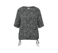 s.Oliver Red Label - Gemustertes Shirt im O-Shape mit Tunnelzug am Saum schwarz - Gr. - 36