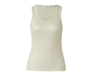 s.Oliver Red Label - Geripptes Tank-Top mit glitzerndem Coating beige - Gr. - 38