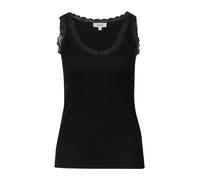 Spitzentop S.OLIVER, Damen, Gr. 34, schwarz, Rippware, Obermaterial: 95% Baumwolle, 5% Elasthan, unifarben, figurbetont normal, V-Ausschnitt, Tops Spitzentop, Sommertop in gerippte Qualität, mit Spitz