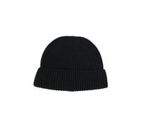 s.Oliver Red Label - Gestrickte Baumwoll-Beanie mit Umschlag schwarz - Gr. - ONE SIZE