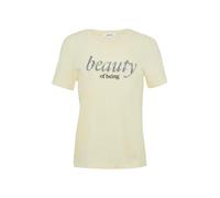 s.Oliver Red Label - Jersey-T-Shirt mit Schriftprint und Pailletten gelb - Gr. - 42