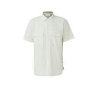 Kurzarmhemd S.OLIVER, Herren, Gr. XXL, N-Gr, weiß (cloud weiß), Web, Obermaterial: 100% Baumwolle, unifarben, casual, normal hüftbedeckend, Rundhals, Kurzarm, Hemden, mit Brusttaschen (79146947-XXL) c