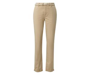 s.Oliver Red Label - Lässige Chinohose im Tapered Fit mit Bindegürtel braun - Gr. - 42