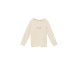 s.Oliver Red Label - Langarmshirt mit Schriftstickerei beige - Gr. - 74