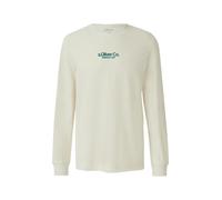 Langarmshirt S.OLIVER, Herren, Gr. XL, beige (ecru), Jersey, Obermaterial: 100% Baumwolle, bedruckt, casual, regular fit normal, Rundhals, Langarm Rippbündchen, Shirts, mit Logo Schriftzug (10455262-X