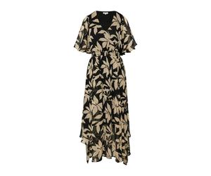 s.Oliver Red Label - Midikleid mit V-Ausschnitt und floralem Allover-Print schwarz/beige - Gr. - 38