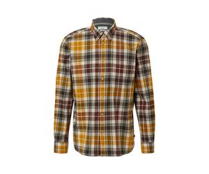 s.Oliver Red Label - Regular Fit: Elastisches Button-Down-Hemd mit Karomuster braun/gelb - Gr. - M