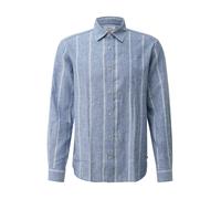 Langarmhemd S.OLIVER, Herren, Gr. XXL, N-Gr, blau stripe, Web, Obermaterial: 55% Leinen, 45% Baumwolle, gestreift, regular fit normal, ohne Ausschnitt, Manschette, Hemden, mit Manschetten (18801360-XX