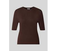 Rundhalspullover S.OLIVER, Damen, Gr. 46, braun, Strick, Obermaterial: 72% Viskose, 28% Polyester, meliert, normal hüftbedeckend, Rundhals, Flachstrickbündchen, Pullover Rundhalspullover, Halbarm Somm