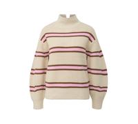 s.Oliver Strickpullover Gestreifter Grobstrickpullover mit Stehkragen Weiß Gr. 36