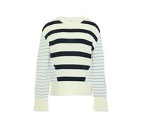 s.Oliver Rundhals-Pullover im Streifenmix Creme/Blau Größe 38
