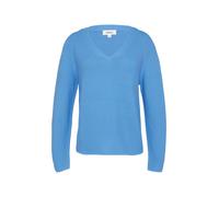 s.Oliver Gerippter Strickpullover aus Baumwollmix mit V-Ausschnitt Royalblau 44