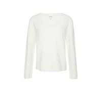 Gerippter Strickpullover aus Baumwollmix mit V-Ausschnitt 34 creme 2164015.0210.34
