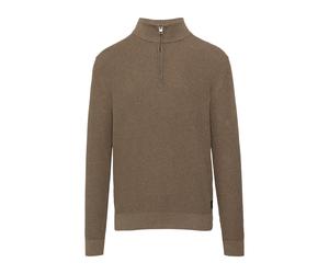 s.Oliver Red Label - Strukturierter Strickpullover mit Troyerkragen braun - Gr. - S