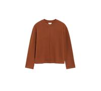 Sweater S.OLIVER, Damen, Gr. 44, braun (schwarz caramel), Strick, Obermaterial: 50% Baumwolle, 50% Polyester, unifarben, normal hüftbedeckend, Rundhals, Bündchen, Sweatshirts Sweater, Strickpullover m