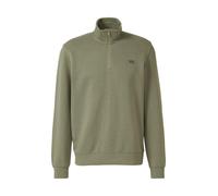 Sweater S.OLIVER, Herren, Gr. L, khaki, Sweatware, Obermaterial: 70% Baumwolle, 30% Polyester, unifarben, normal hüftbedeckend, Rundhals, Bündchen, Sweatshirts Sweater, mit Troyer-Kragen (37556166-L)