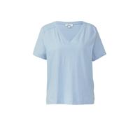 T-Shirt S.OLIVER, Damen, Gr. 34, pastell blau, Web, Obermaterial: 100% Baumwolle, unifarben, casual, regular fit taillenbedeckt, V-Ausschnitt, Kurzarm, Shirts, aus Flammgarn (59525911-34) pastell blau