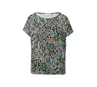 Fließendes T-Shirt aus Viskosemix mit All-Over-Muster schwarz 48