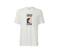 Baumwoll-T-Shirt mit Frontprint und Flammgarnstruktur L weiß 2165609.01D1.L