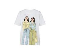s.Oliver Baumwoll-T-Shirt 2177036.01D3.42 mit Frontprint Weiß Größe 42