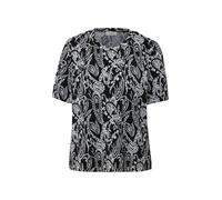 s.Oliver Red Label - T-Shirt mit Plisseefalten schwarz/weiß - Gr. - 38