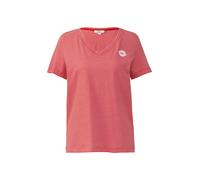 s.Oliver Red Label - T-Shirt mit V-Ausschnitt und Print-Detail rot - Gr. - 36