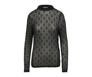 s.Oliver Red Label - Transparentes Spitzen-Shirt mit Stehkragen schwarz - Gr. - 40