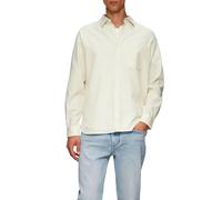 Langarmhemd S.OLIVER, Herren, Gr. XL, N-Gr, weiß (cloudy weiß), Obermaterial: 100% Baumwolle, Strukturmuster, regular fit taillenbedeckt, Manschette, Hemden Langarmhemd, mit Struktur Muster (58049145-