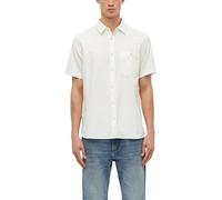 Kurzarmhemd S.OLIVER, Herren, Gr. XL, N-Gr, ecru, Web, Obermaterial: 100% Baumwolle, unifarben, normal hüftbedeckend, Rundhals, abgesteppte Kante, Hemden (95367018-XL) ecru
