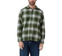 Regular Fit: Kariertes Flanellhemd mit Brusttasche S olive|weiß 2172381.79N4.S